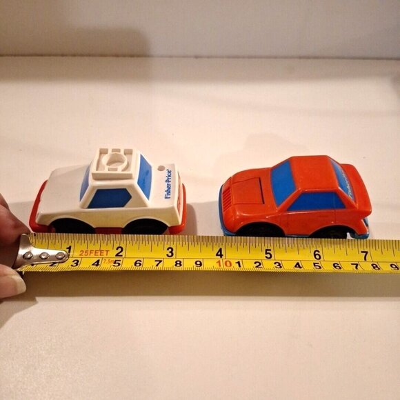 Fisher Price Flip Track Rail Ambulance & Red Blue Car 1992 3" Replacement Lot - Picture 9 of 9